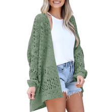 Mia | Luftige Damen Strickjacke im Boho-Stil in Grün