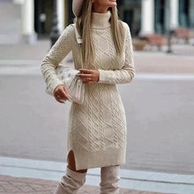 Luise | Strickkleid mit Rollkragen in Beige