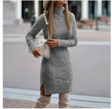 Luise | Strickkleid mit Rollkragen in Grau