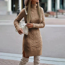 Luise | Strickkleid mit Rollkragen in Braun