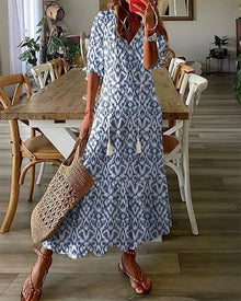 Luna™ - Müheloses Boho-Kleid mit schmeichelhaftem Schnitt in Blau
