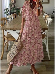 Luna™ - Müheloses Boho-Kleid mit schmeichelhaftem Schnitt in Rot
