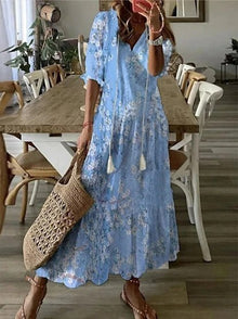 Luna™ - Müheloses Boho-Kleid mit schmeichelhaftem Schnitt in Hellblau