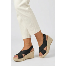Ella | Damen Sommer Keil Sandalen Für Urlaub in Schwarz