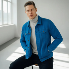 Hemdjacke für Herren mit Brusttaschen im Slim-Fit Schnitt in Blau