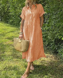 Maggie™ - Lässiges gestreiftes Midikleid in Orange