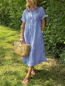 Maggie™ - Lässiges gestreiftes Midikleid in Blau