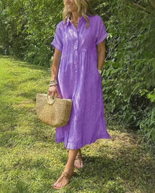 Maggie™ - Lässiges gestreiftes Midikleid in Lila