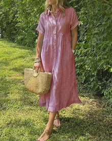 Maggie™ - Lässiges gestreiftes Midikleid in Rot