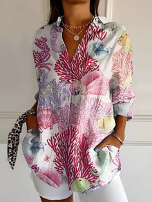 Maia™ - Florale Komfortbluse in Korallen