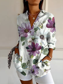 Maia™ - Florale Komfortbluse in Lila Blumen