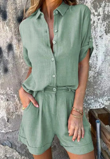 Luna – Outfit für Damen leichte Shorts und Top in Grün