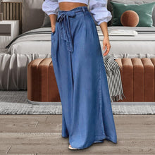 Damen Bindegürtel Weiter Jeansrock in Hellblau
