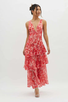 Damen Elegantes Sommer Maxikleid mit lockerem Schnitt in Rot