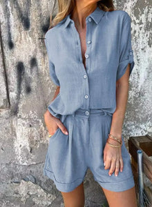Luna – Outfit für Damen leichte Shorts und Top in Blau