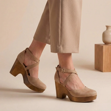 Maira | Bequeme Damen Sandalen mit Absatz und Plateau in Khaki