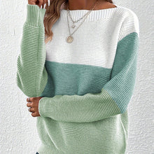 MARIETTE | LANGARM-PULLOVER in Grün und Weiß