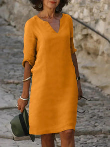 Maria | Elegantes Kleid mit V-Ausschnitt in Orange