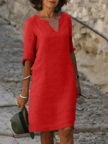 Maria | Elegantes Kleid mit V-Ausschnitt in Rot