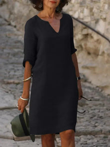 Maria | Elegantes Kleid mit V-Ausschnitt in Schwarz