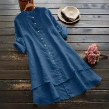 Marietta | Damen Asymmetrisches Sommer Midikleid in Blau