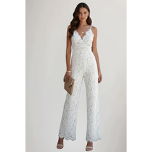 Gabri | Damen Jumpsuit V-Ausschnitt Spitze Abend – Jumpsuit Spitze Elegant 2026 in Weiß