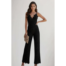 Gabri | Damen Jumpsuit V-Ausschnitt Spitze Abend – Jumpsuit Spitze Elegant 2026 in Schwarz