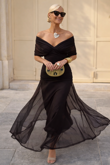 Elena | Maxikleid für Feste mit V-Ausschnitt Beach in Nachtbraun