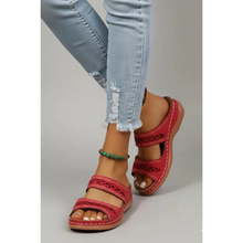 Amalia | Damen Sommer Sandalen Mit Doppelriemen Für Alltag in Rot