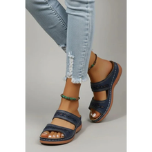 Amalia | Damen Sommer Sandalen Mit Doppelriemen Für Alltag in Blau
