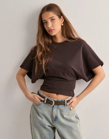Victoria | Weites Ärmel Icon T-Shirt in Braun