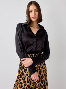 Satin-Hemd in Schwarz