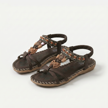 Nada – Orthopädische Sandalen im Ibiza-Stil für Komfort & Eleganz in Dunkelblau/Braun