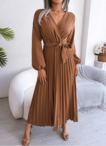 Naomi | Plissee Kleid Festlich in Kaffee