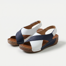 Nicole – Orthopädische Sandalen mit offener Spitze in Blau/Weiß
