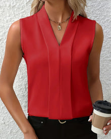 Nicole™ - V-Ausschnitt Freizeitbluse in Rot