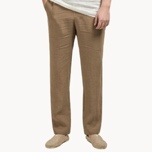 Nikolaus | Herren Leinenhose Casual Gerade in Braun