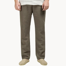 Nikolaus | Herren Leinenhose Casual Gerade in Oliv