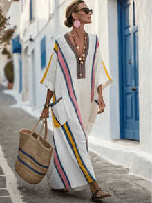 Noemi™ - Maxikleid mit V-Ausschnitt und Taschen in Rosa