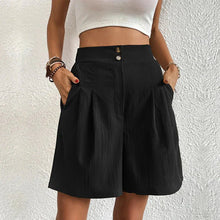 Chelsie - Hohe Taille Bequeme Shorts in Schwarz