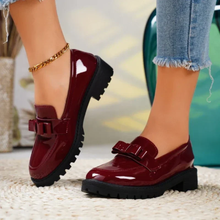 Ottilie | Damen Bequeme Plattform Loafer Schuhe Slip-On in Burgunderrot