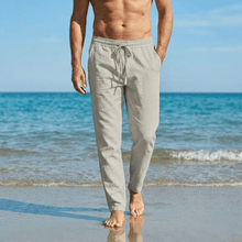 Palermo™ – Leinen Strandhose in Hellgrau