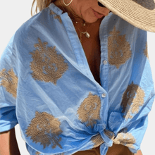 Paula™ - Bohemian Chic Sommerbluse in Blau