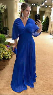 Paya | Elegantes Midikleid mit V‑Ausschnitt in Dunkelblau