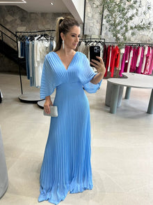 Paya | Elegantes Midikleid mit V‑Ausschnitt in Hellblau
