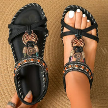 Damen Mehrriemen Orthopädische Boho Sandalen in Schwarz