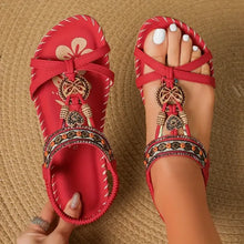 Damen Mehrriemen Orthopädische Boho Sandalen in Rot