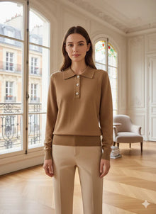 Feinstrick-Polo in Cognac