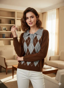 Strickpullover mit elegantem Kragen in Grau