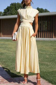 Quincy | Midi-Kleid mit Cut-Out und Taschen in Gelb